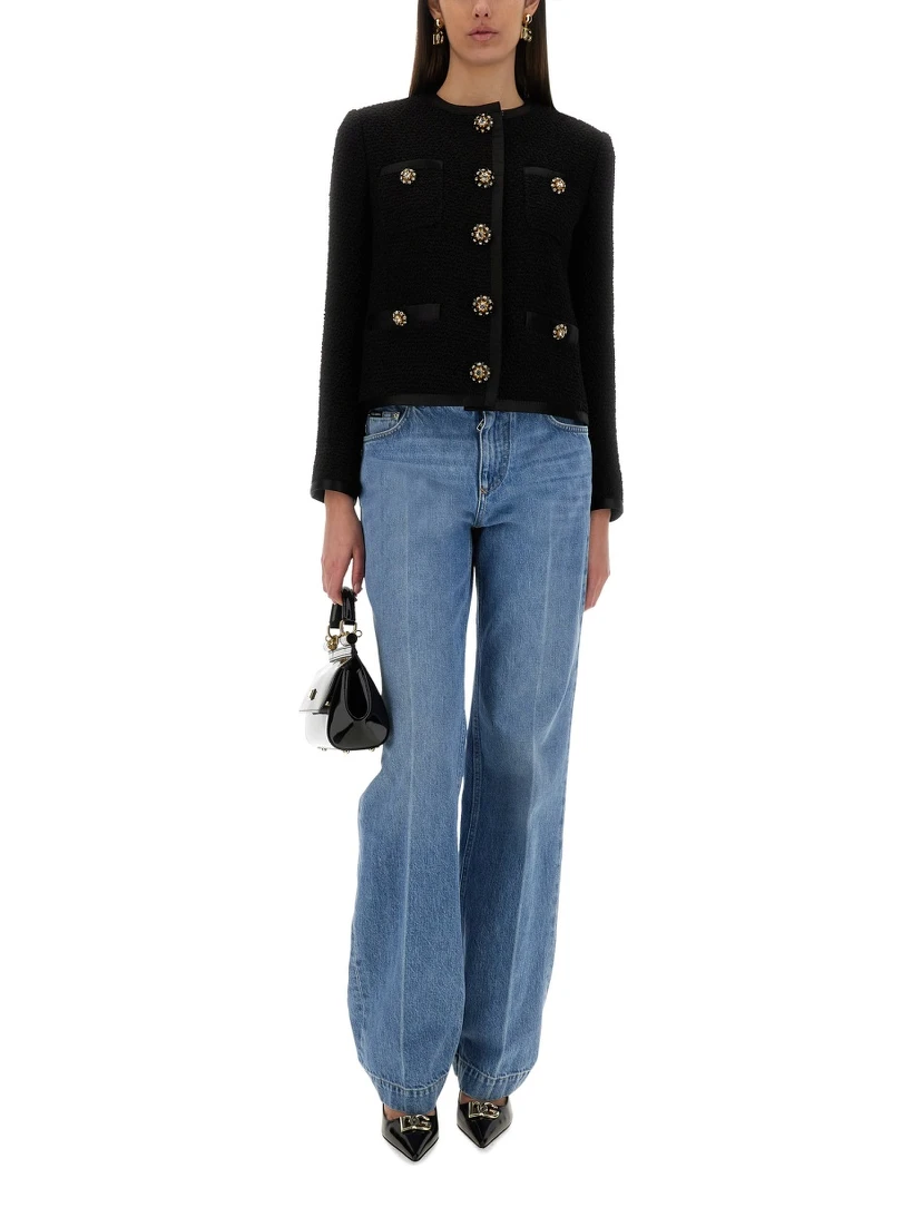 SINGLE-BREASTED TWEED BOUCLÉ SHORT JACKET