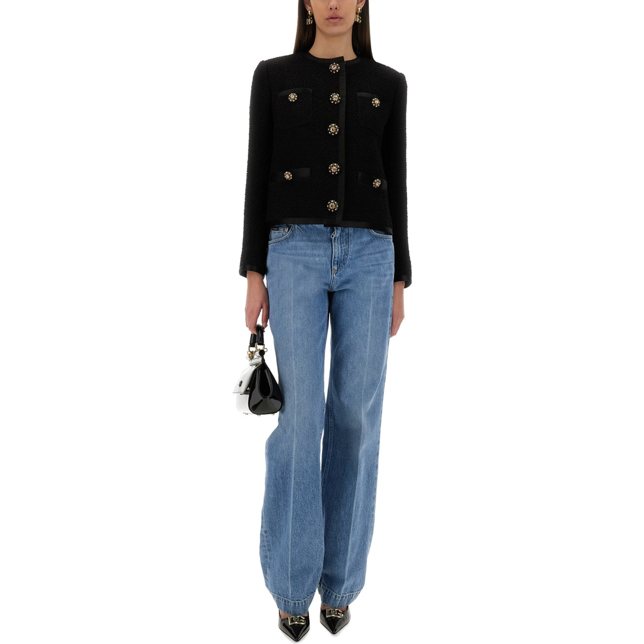 SINGLE-BREASTED TWEED BOUCLÉ SHORT JACKET