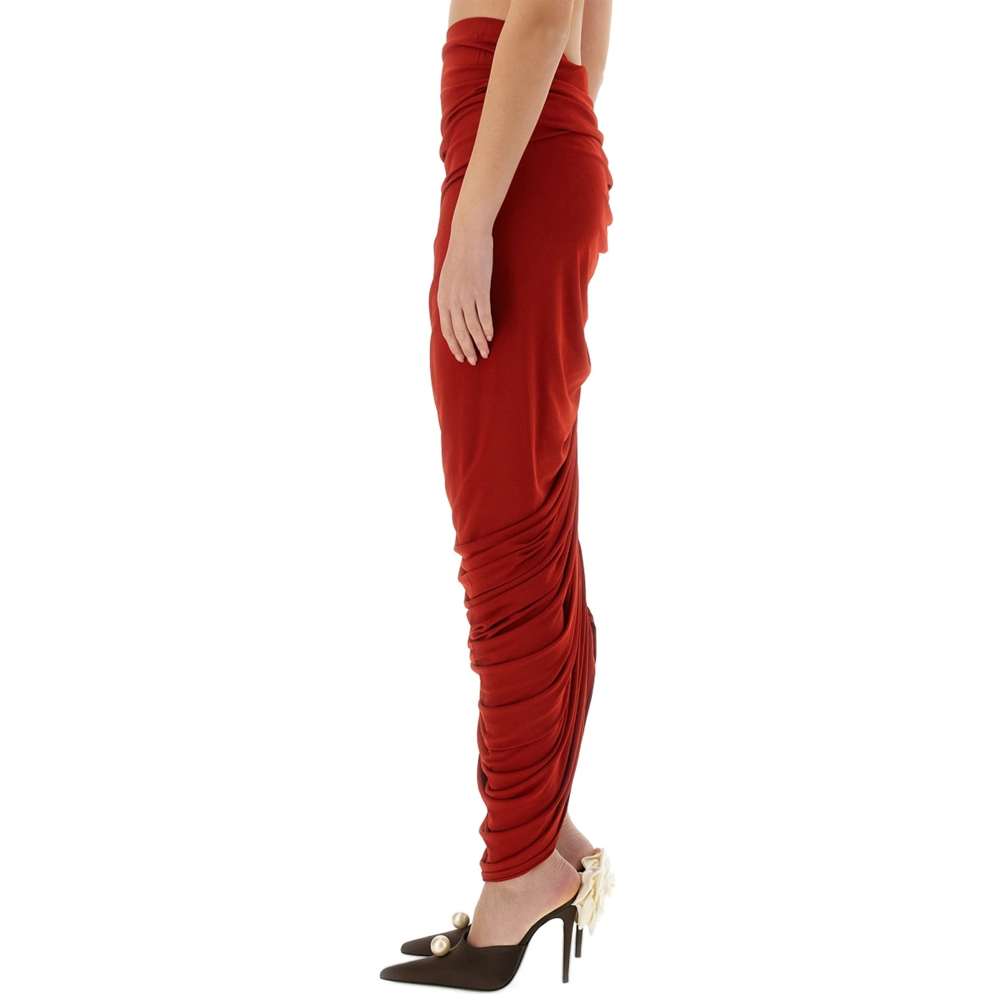 ASYMMETRICAL DRAPED MIDI SKIRT