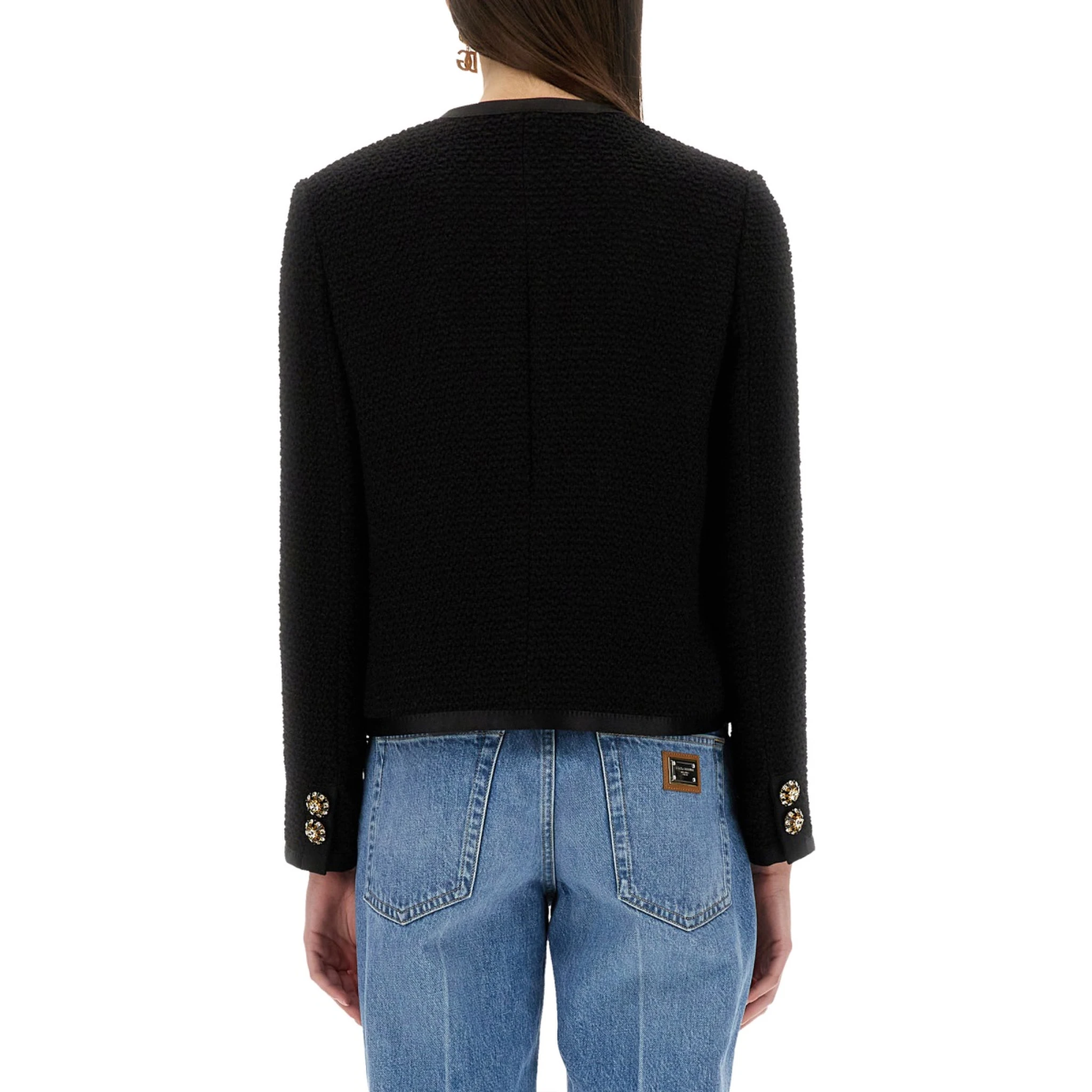 SINGLE-BREASTED TWEED BOUCLÉ SHORT JACKET