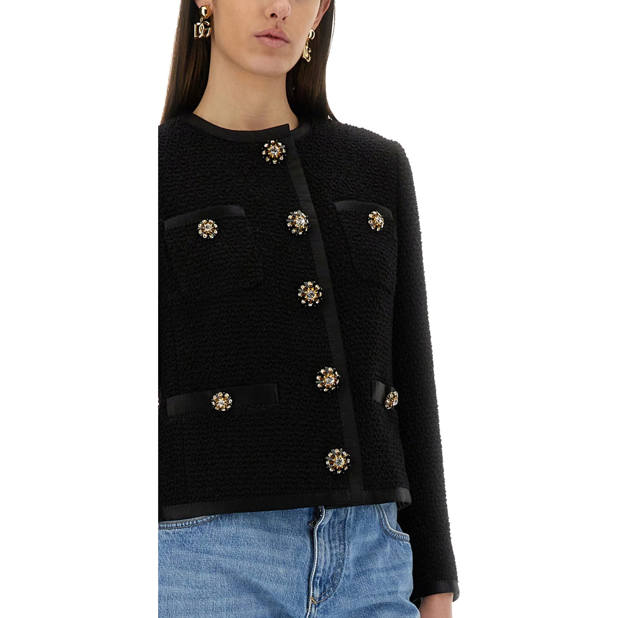 SINGLE-BREASTED TWEED BOUCLÉ SHORT JACKET