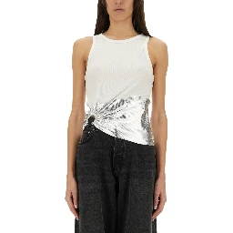 RIBBED TOP WITH PIERCING APPLIQUE