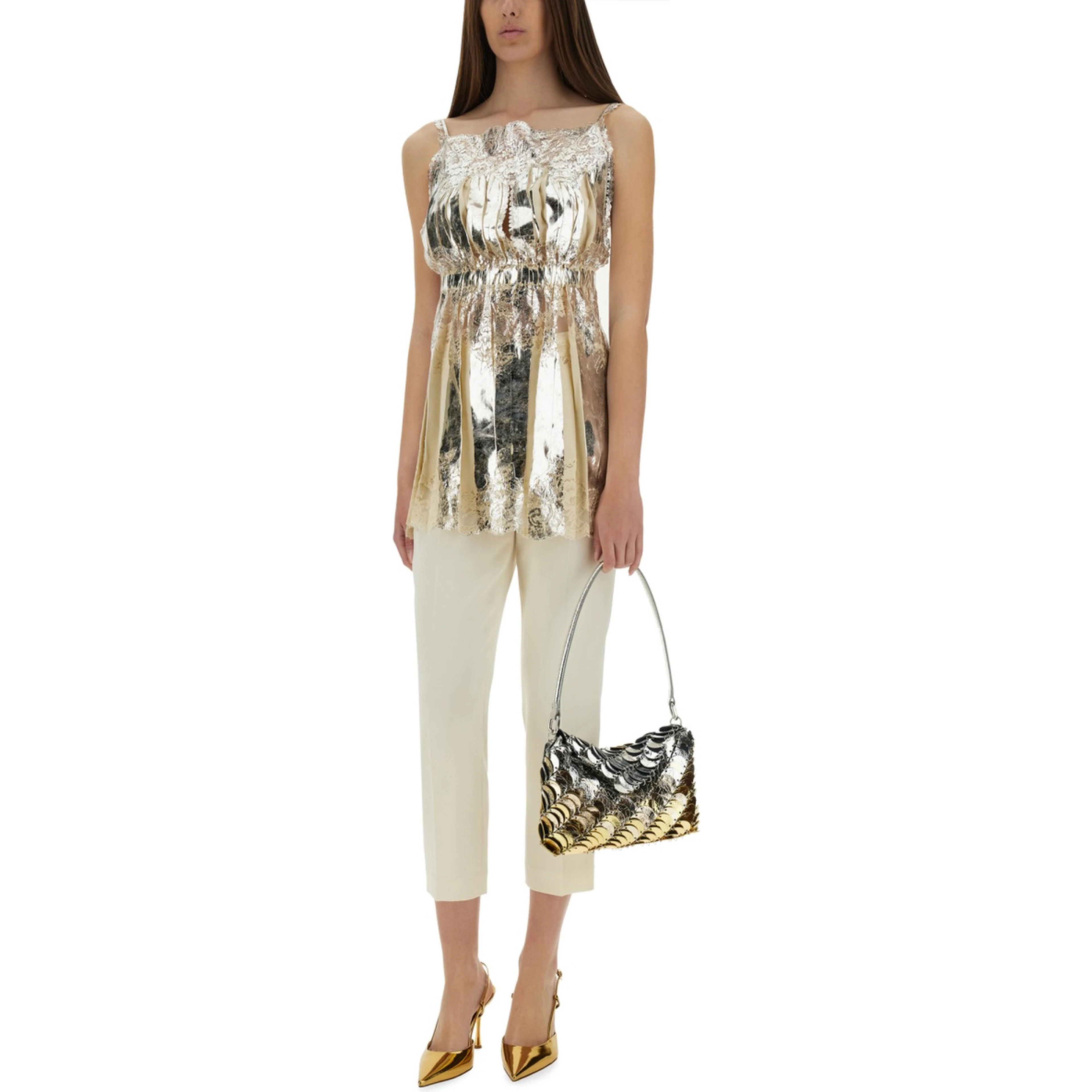 LAMINATED PLEATED SATIN TOP