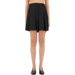 ASYMMETRICAL WOOL SHORTS
