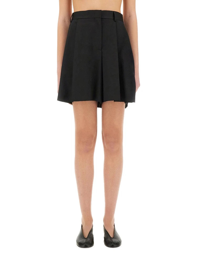 ASYMMETRICAL WOOL SHORTS