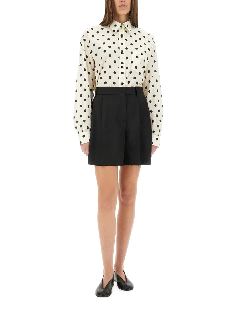 ASYMMETRICAL WOOL SHORTS