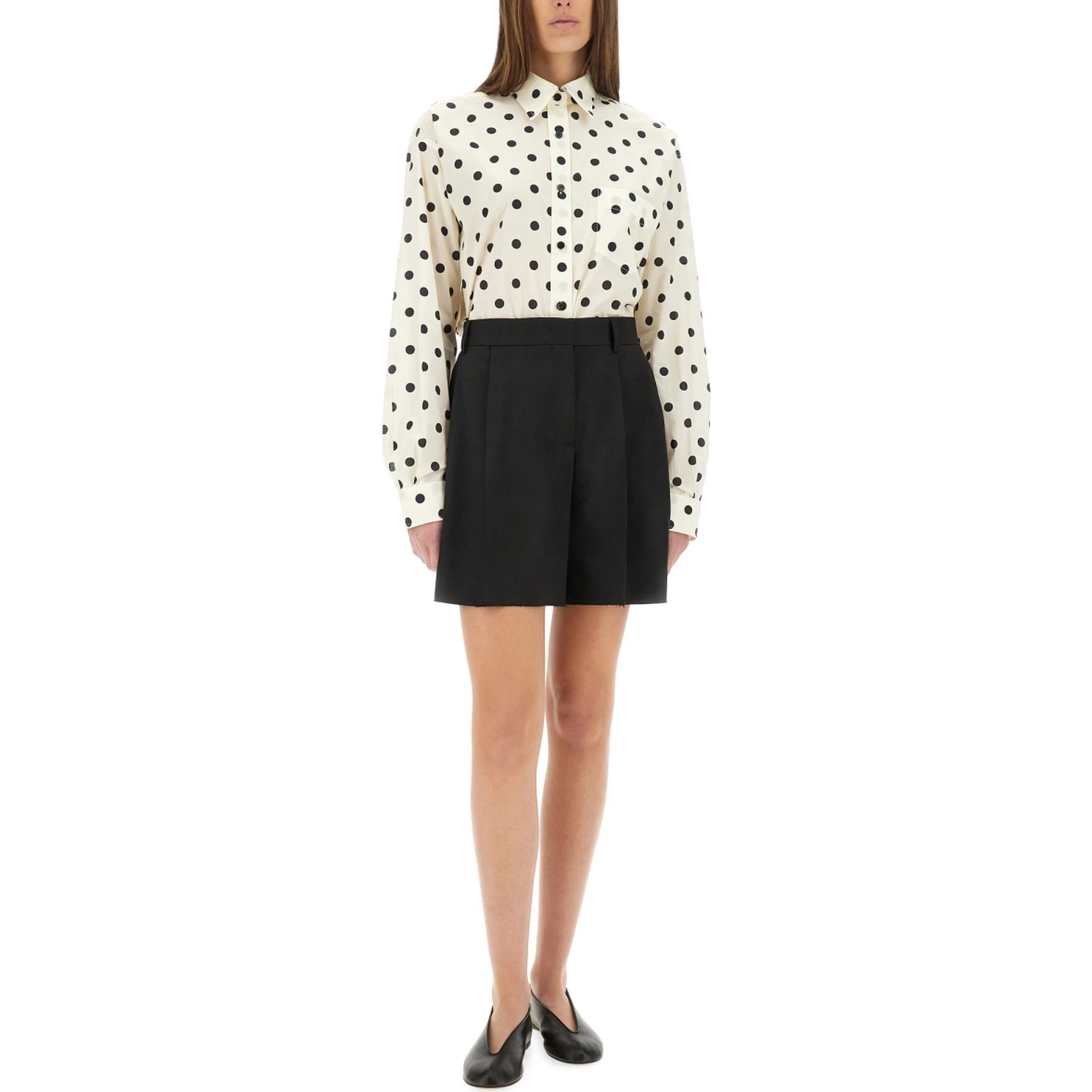 ASYMMETRICAL WOOL SHORTS
