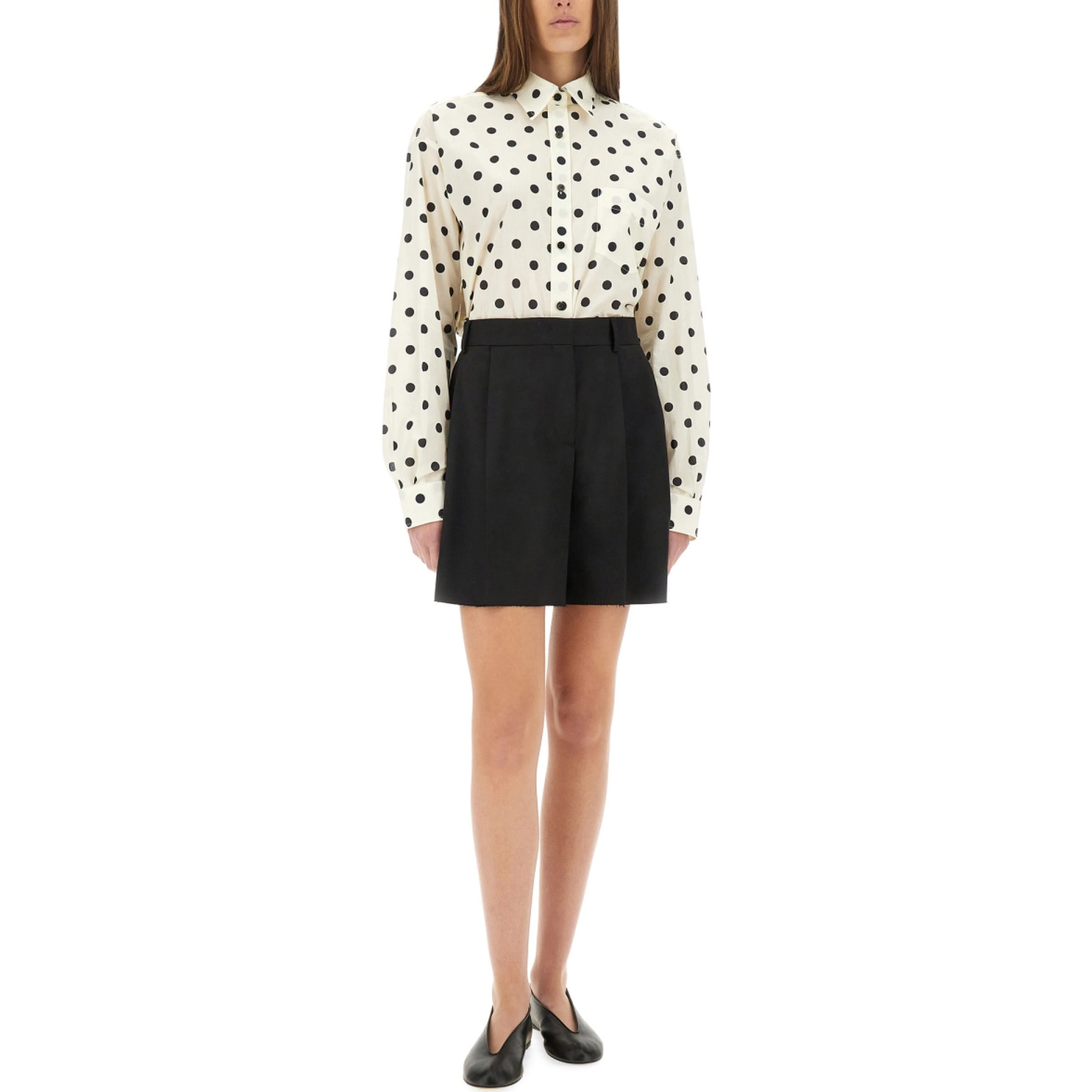 ASYMMETRICAL WOOL SHORTS