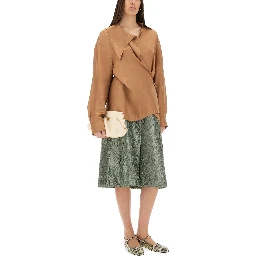 RUCHED SATIN MIDI SKIRT