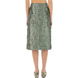 RUCHED SATIN MIDI SKIRT