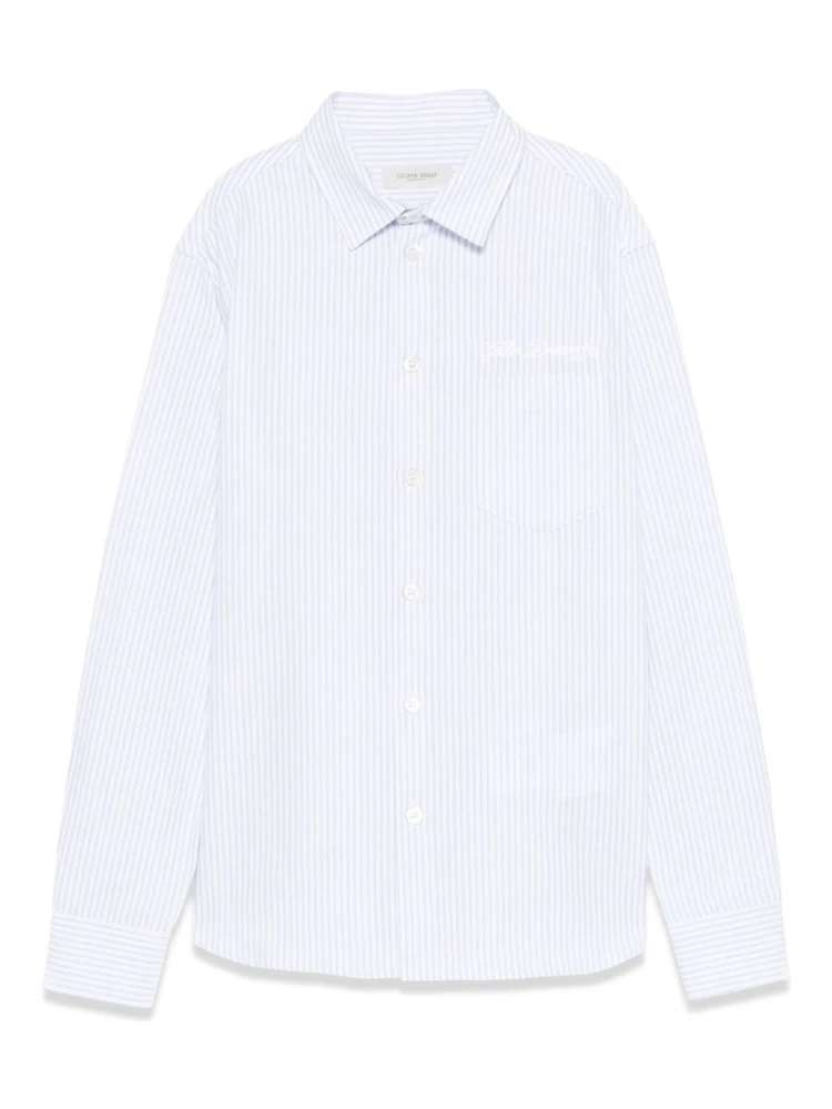 golden/ boy's regular shirt/ striped cotton with embroidery