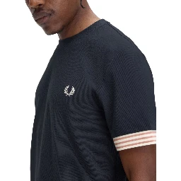 T-SHIRT WITH STRIPED MANIHE BORDER