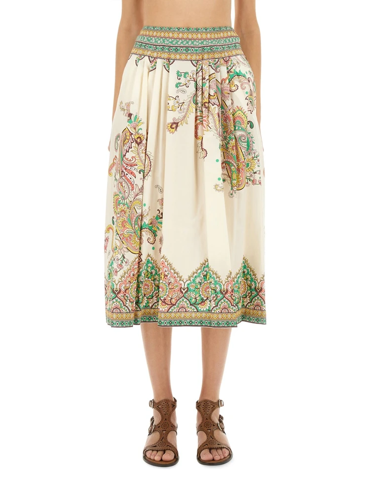 PAISLEY PRINT MIDI SKIRT