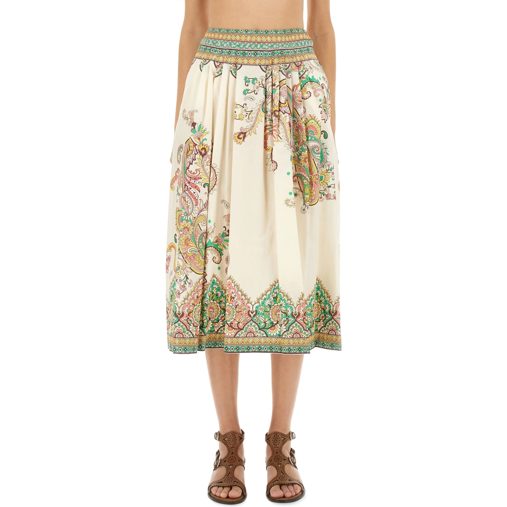 PAISLEY PRINT MIDI SKIRT