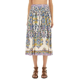 PAISLEY PRINT MIDI SKIRT