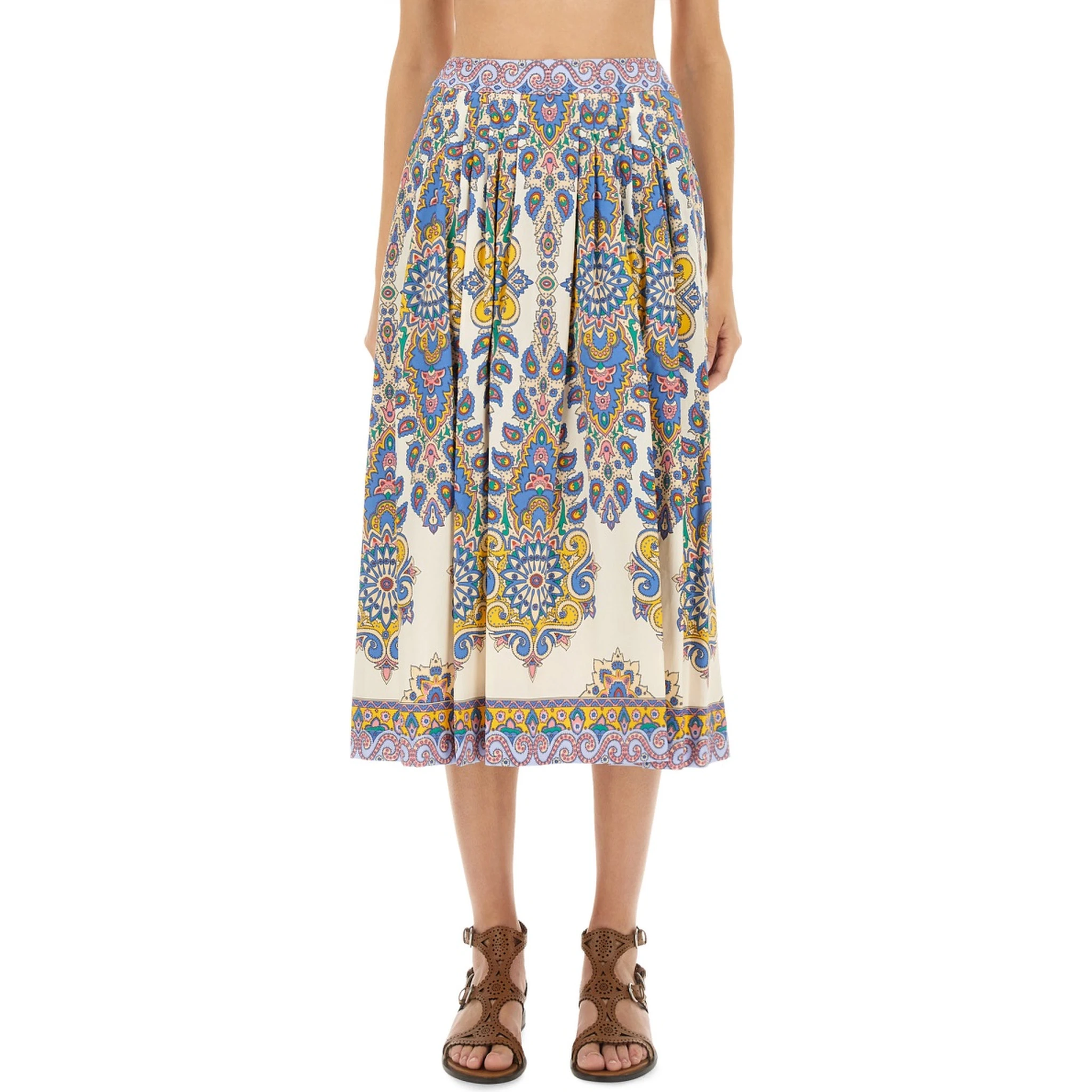 PAISLEY PRINT MIDI SKIRT