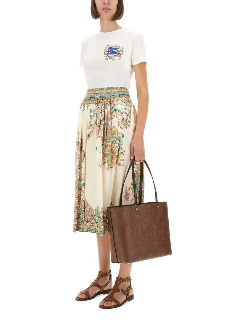 PAISLEY PRINT MIDI SKIRT