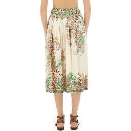 PAISLEY PRINT MIDI SKIRT