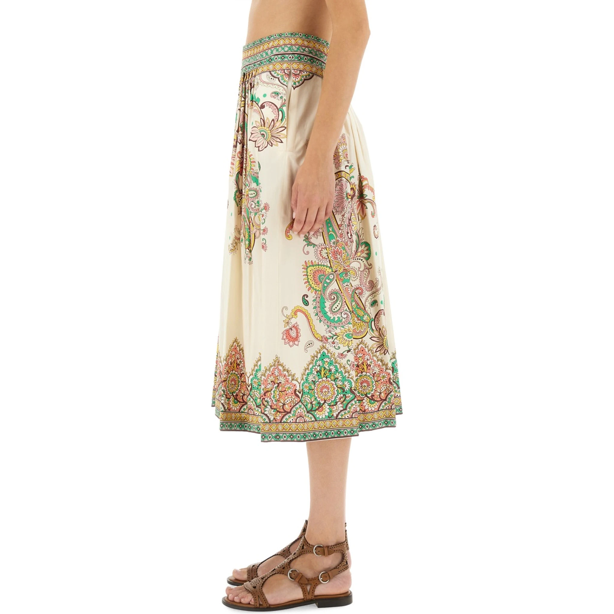 PAISLEY PRINT MIDI SKIRT