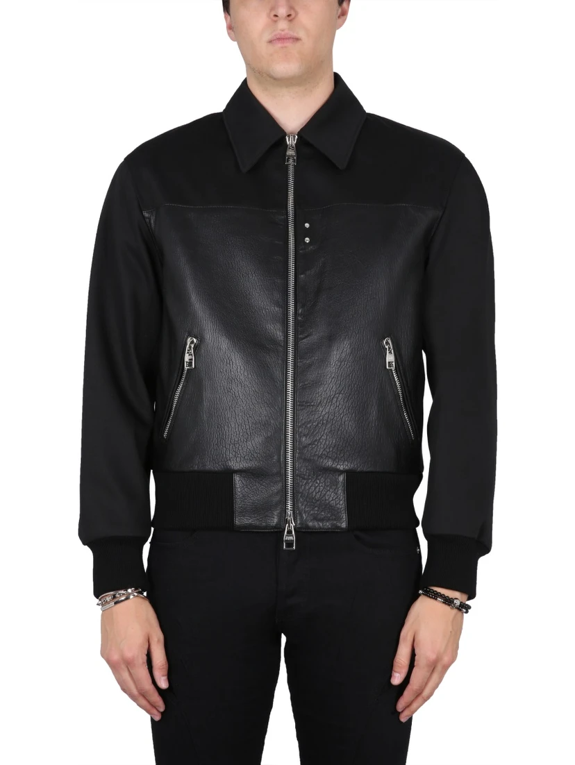 LEATHER BOMBER JACKET