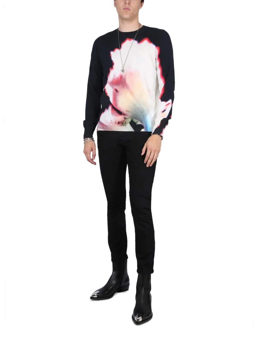 JERSEY WITH SOLARISED FLOWER PRINT