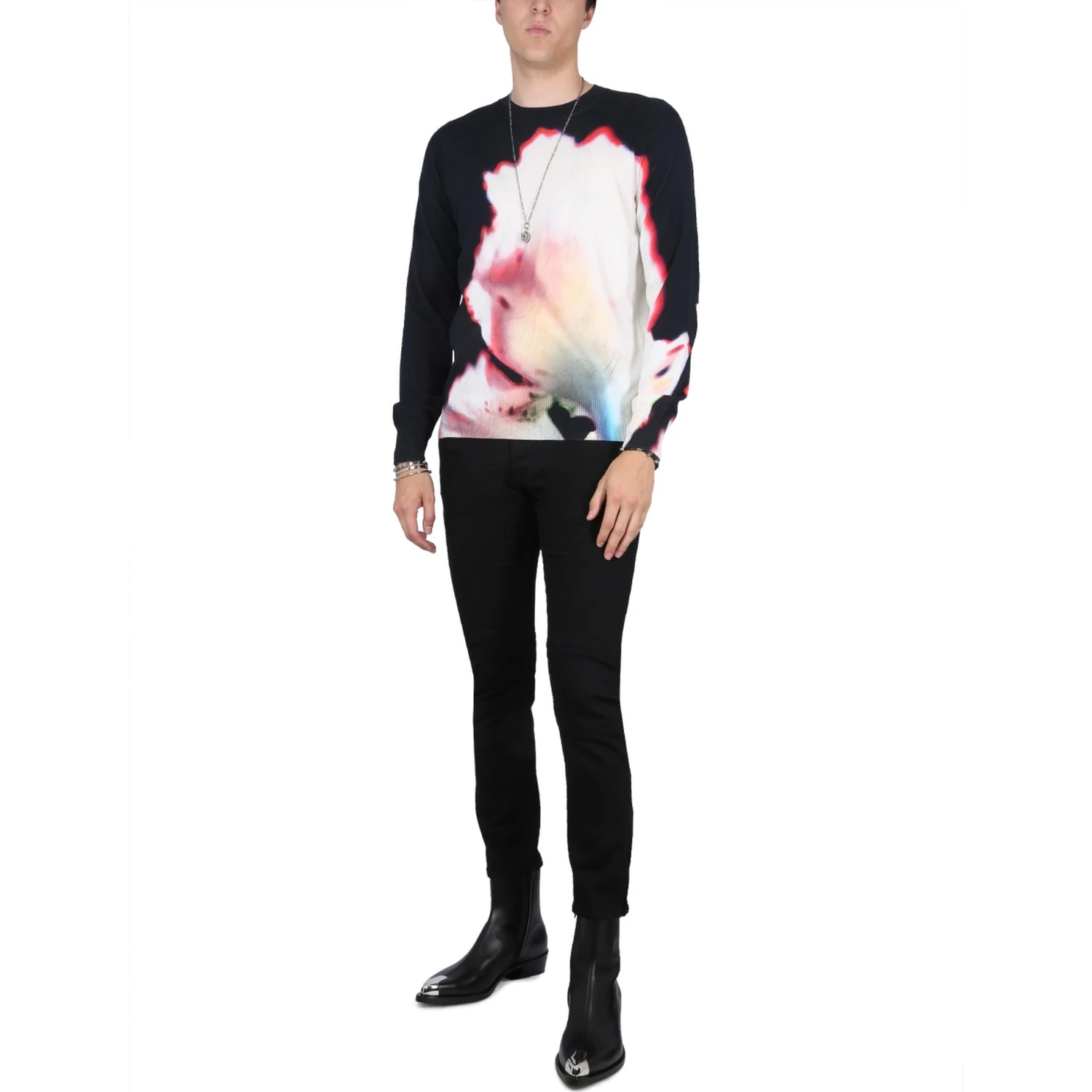 JERSEY WITH SOLARISED FLOWER PRINT