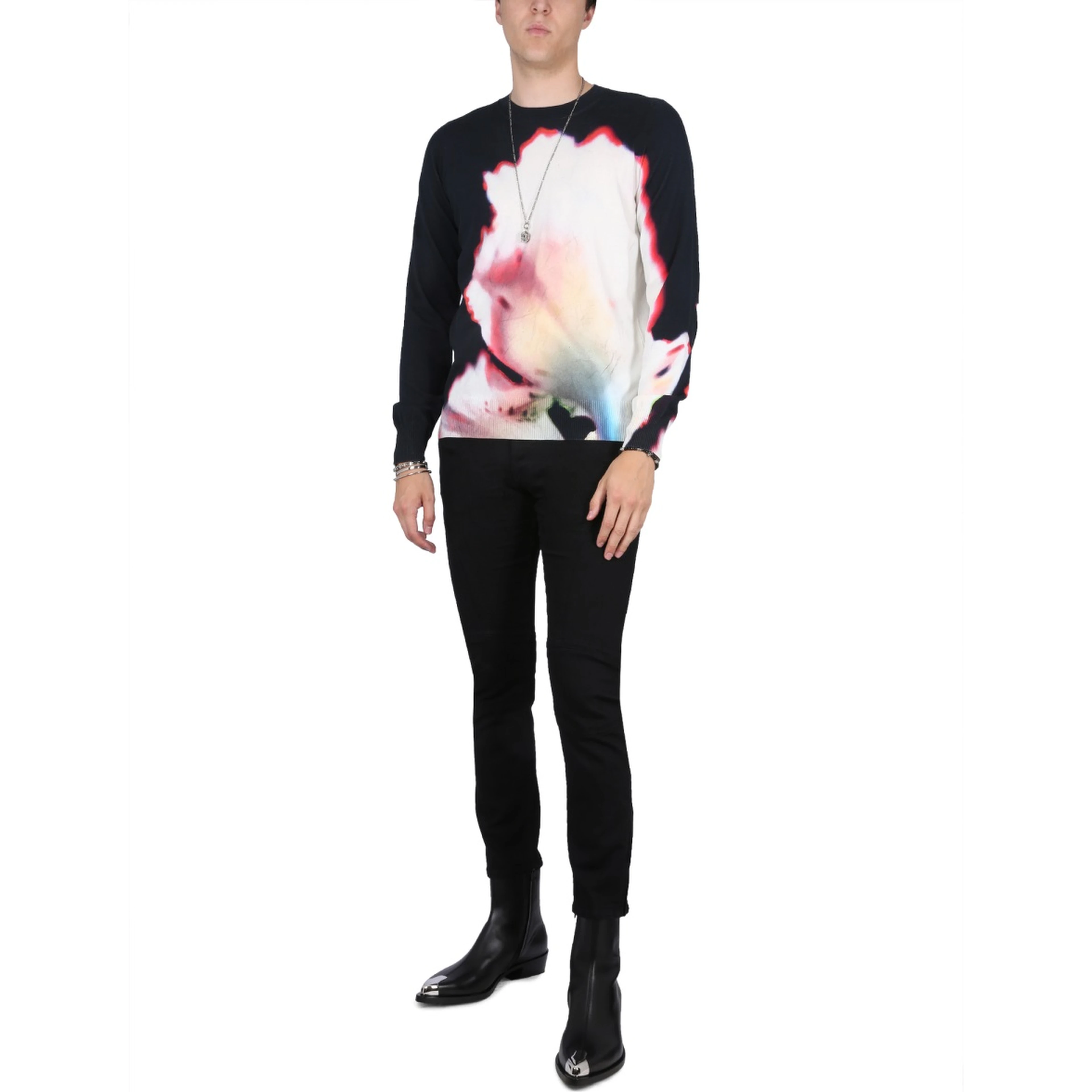 JERSEY WITH SOLARISED FLOWER PRINT