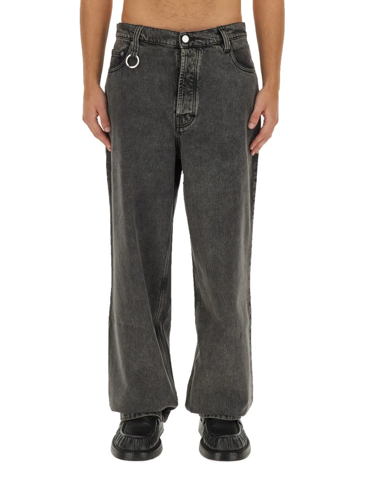 بنطلون جينز واسع الساق