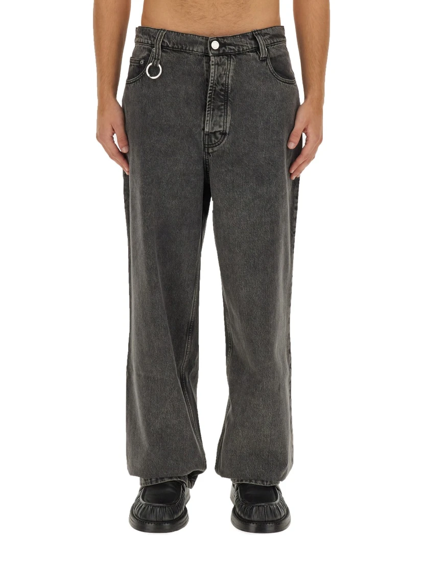 بنطلون جينز واسع الساق