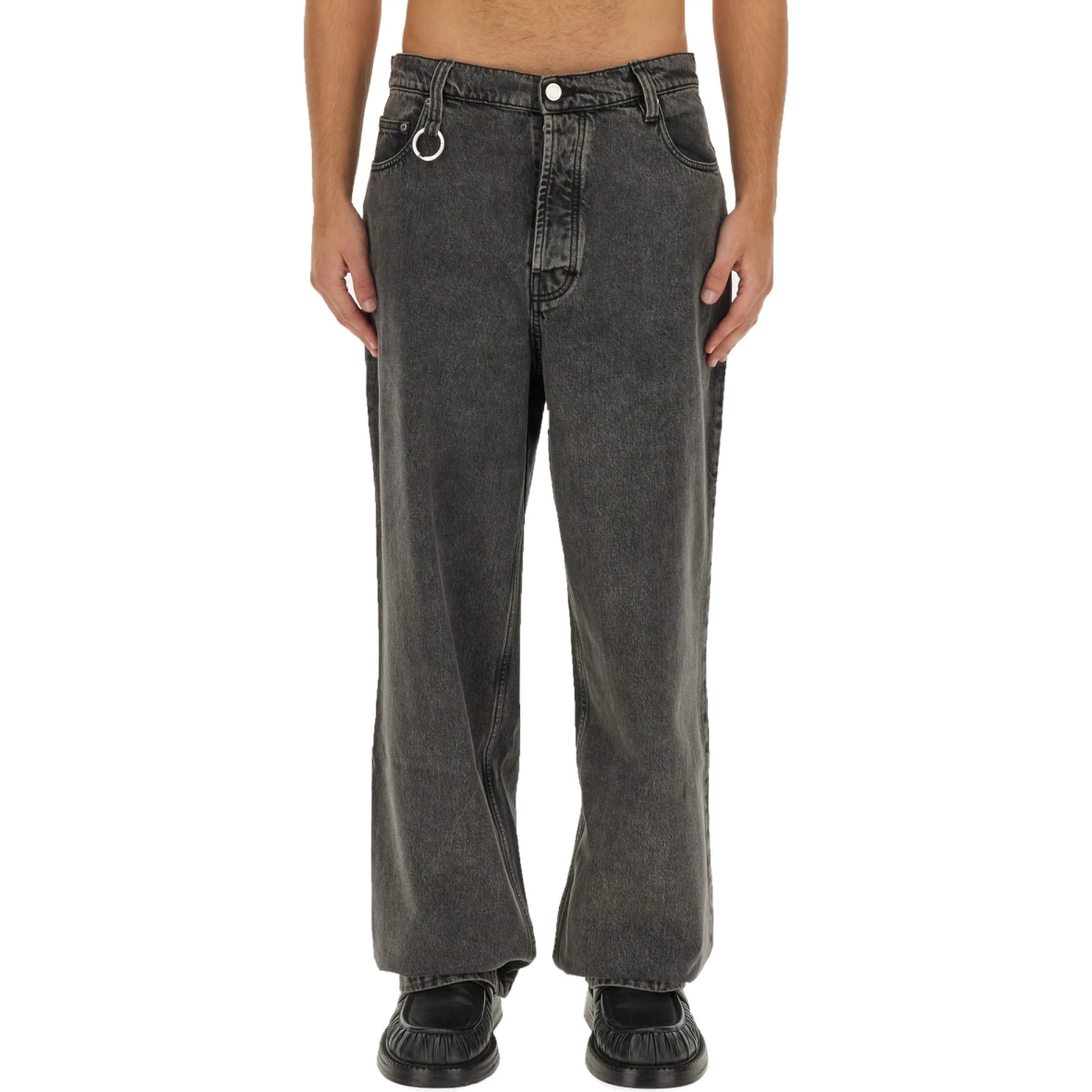 بنطلون جينز واسع الساق