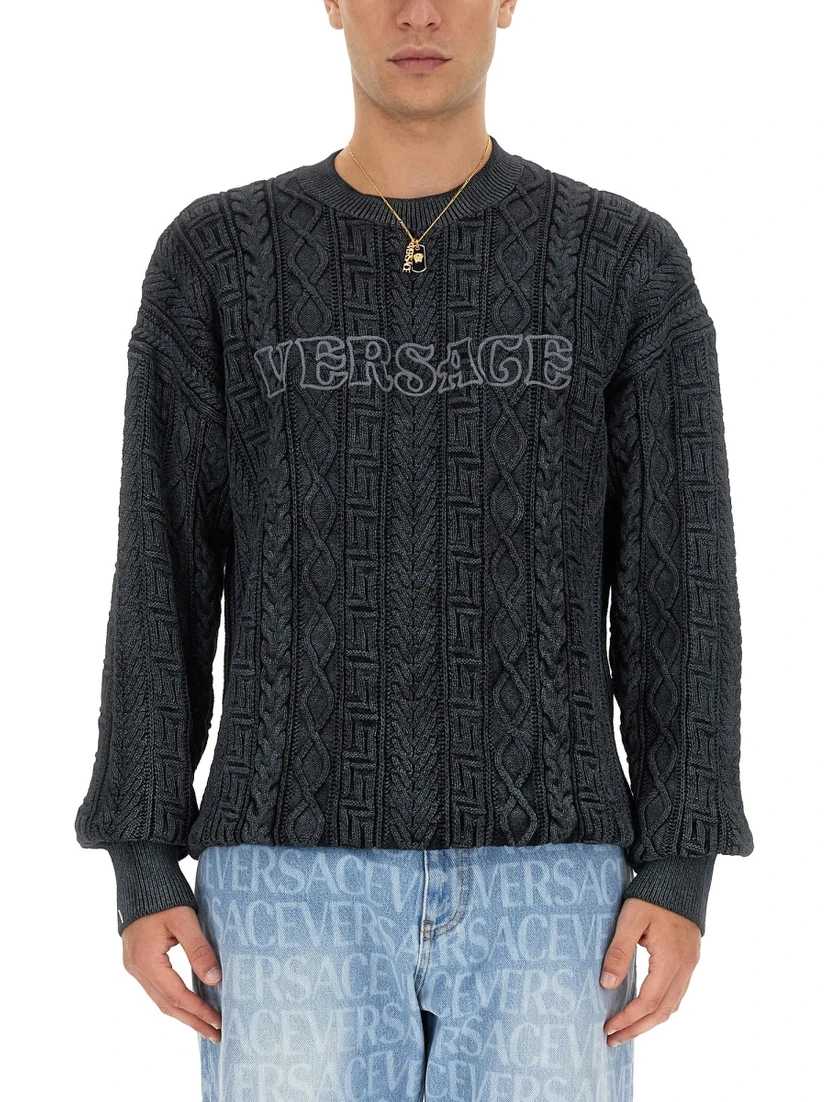 KNIT WITH GREEK BRAID WORK