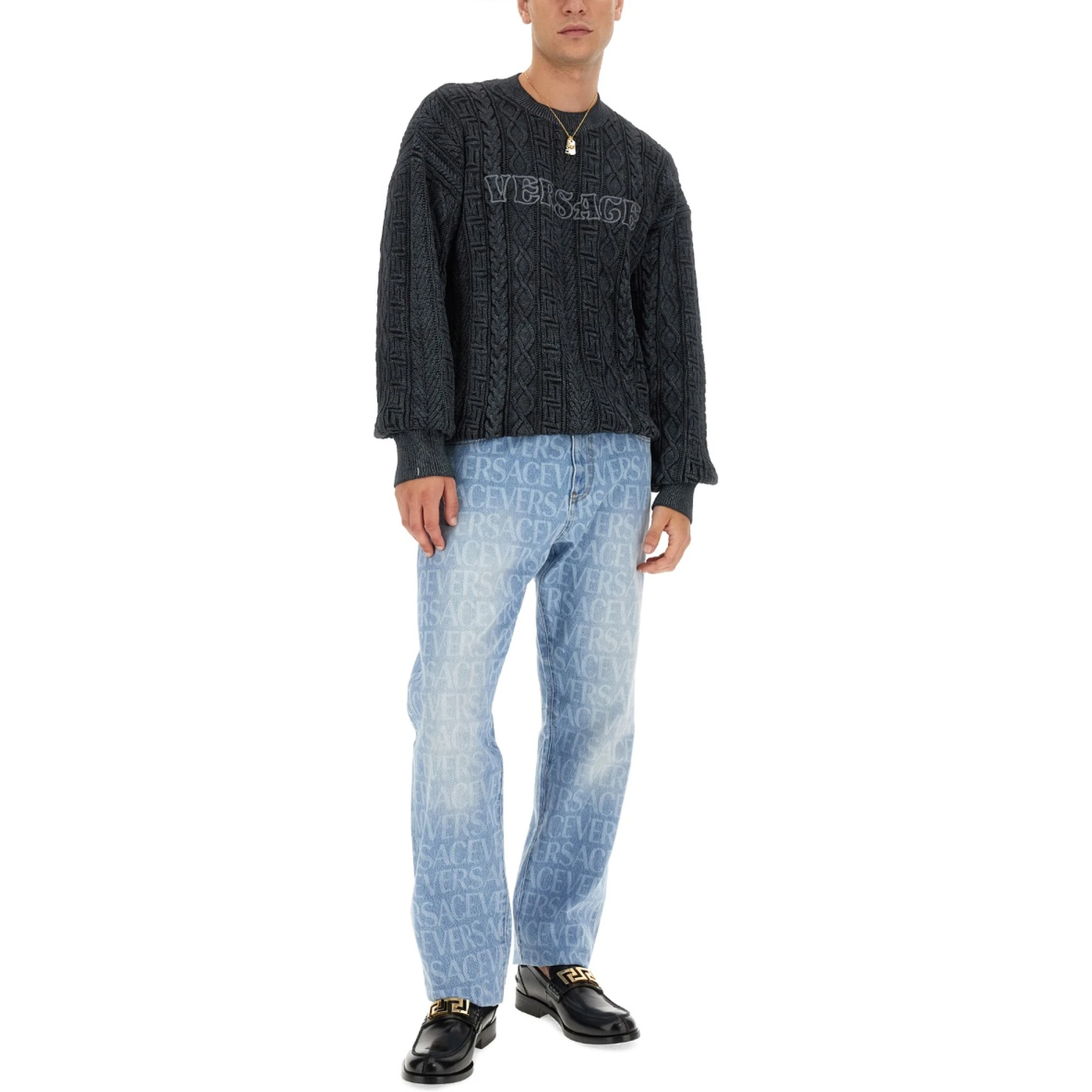 KNIT WITH GREEK BRAID WORK