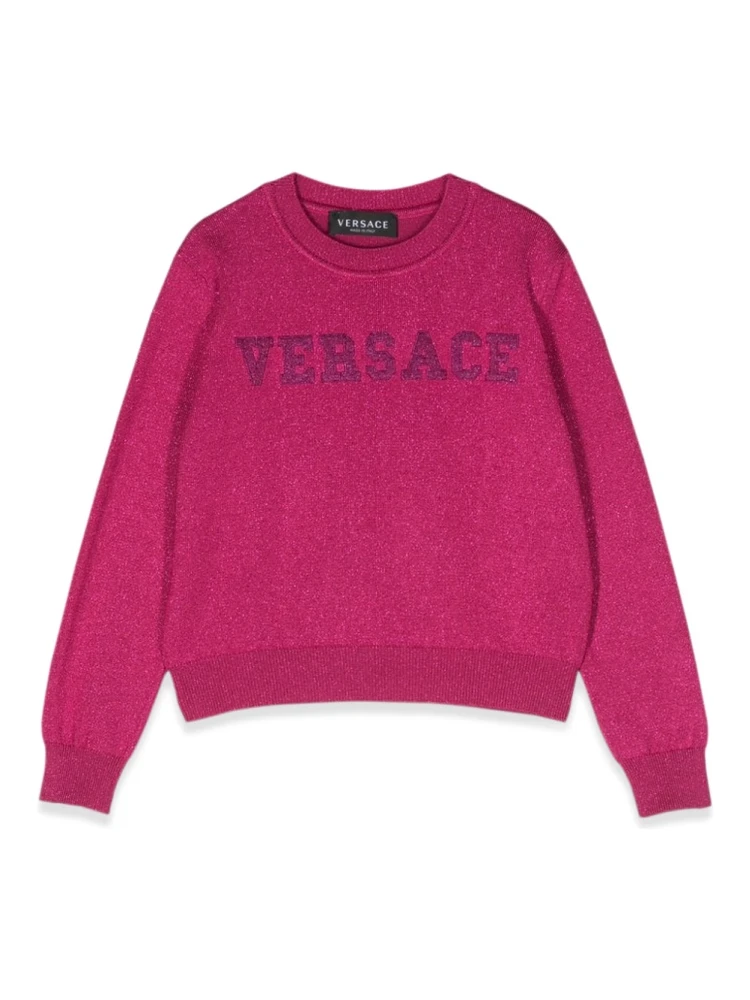 crew neck pullover with embroidered logo