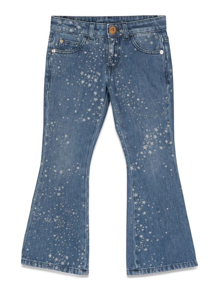 glitter print jeans