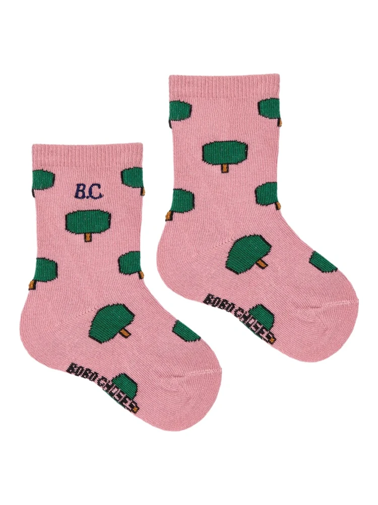 green tree all over long socks