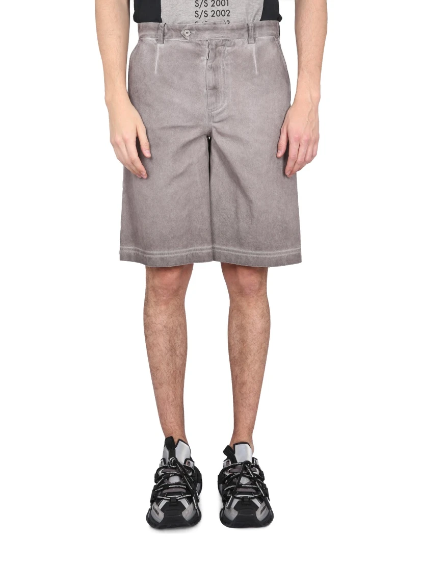 BERMUDA SHORTS WITH LOGO PLAQUE