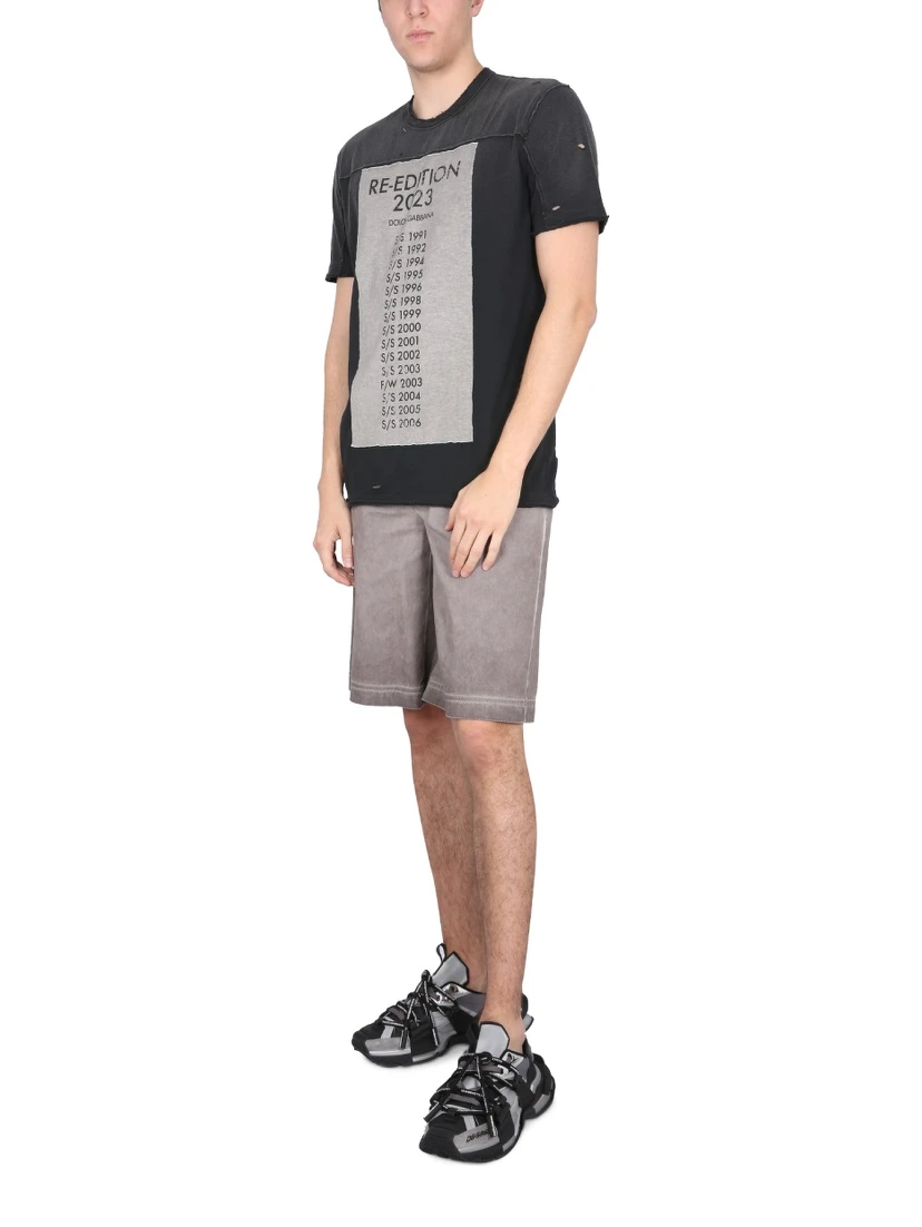 BERMUDA SHORTS WITH LOGO PLAQUE