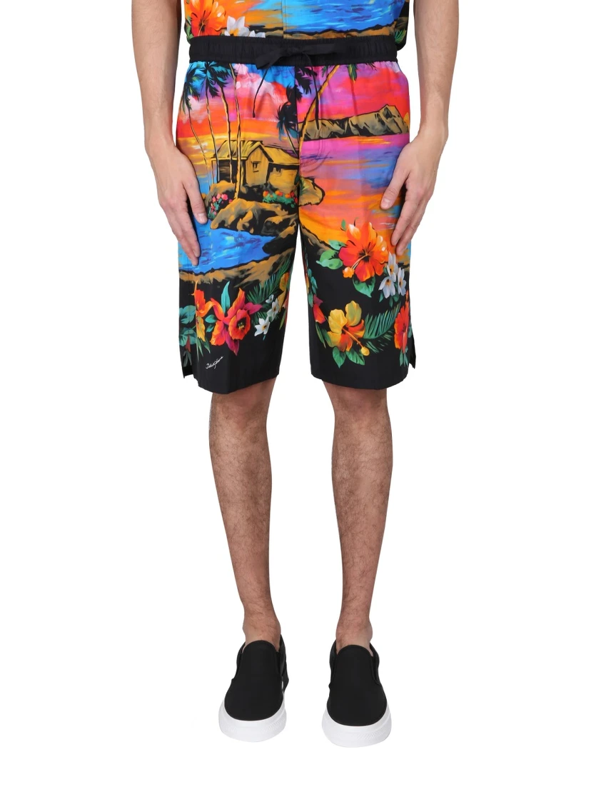 BERMUDA SHORTS WITH SUNSET PRINT