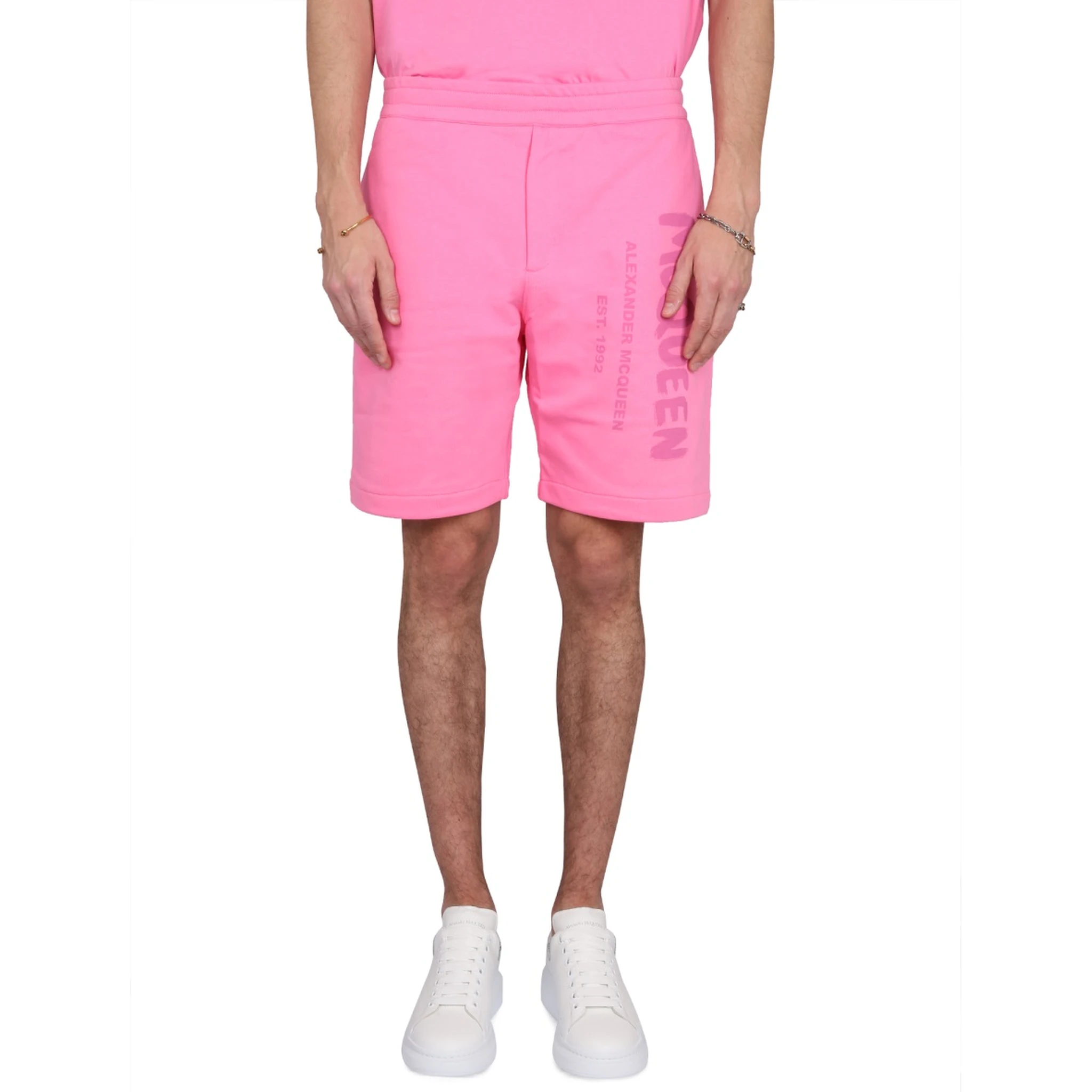 BERMUDA SHORTS WITH GRAFFITI LOGO PRINT