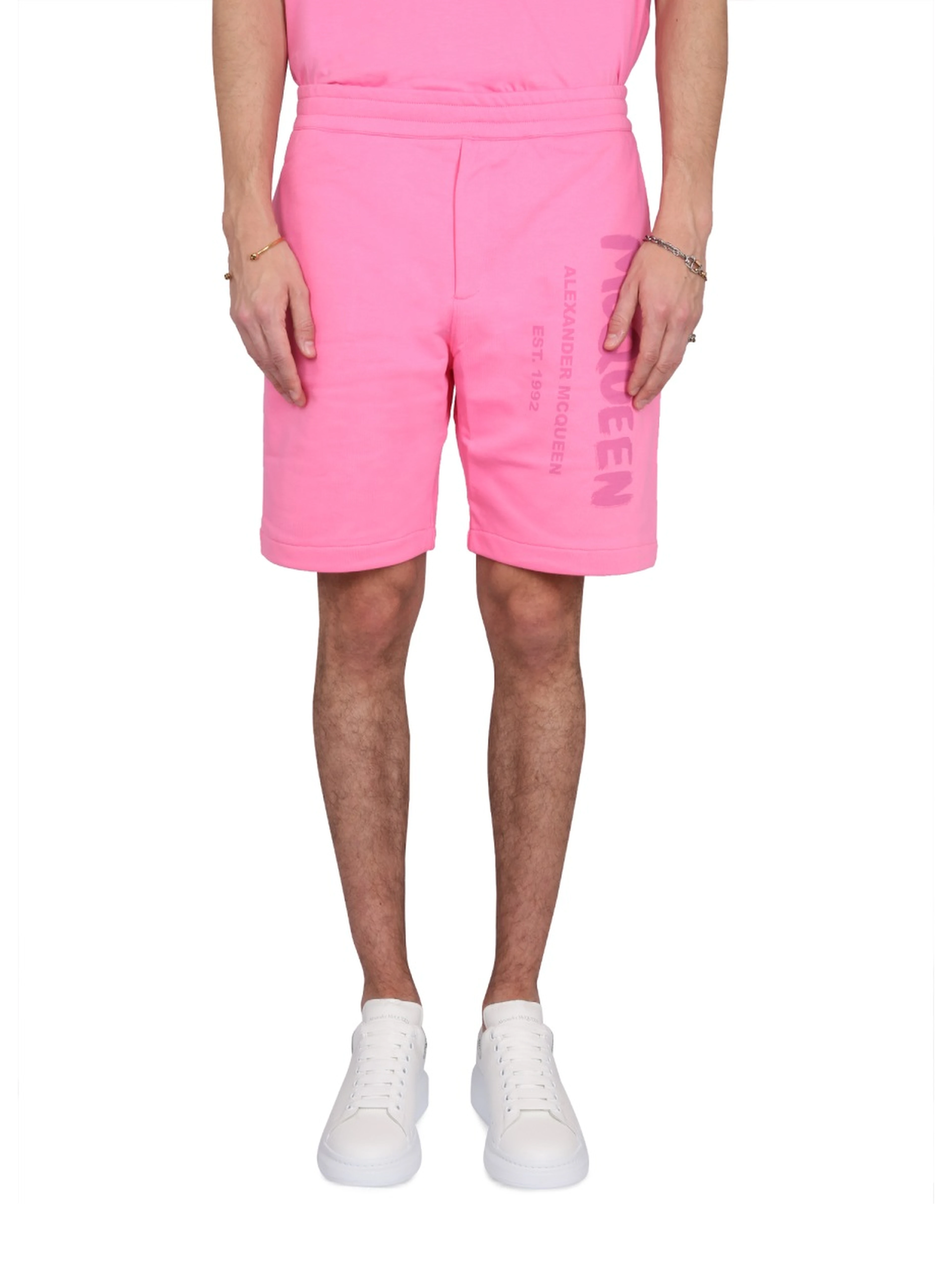 BERMUDA SHORTS WITH GRAFFITI LOGO PRINT