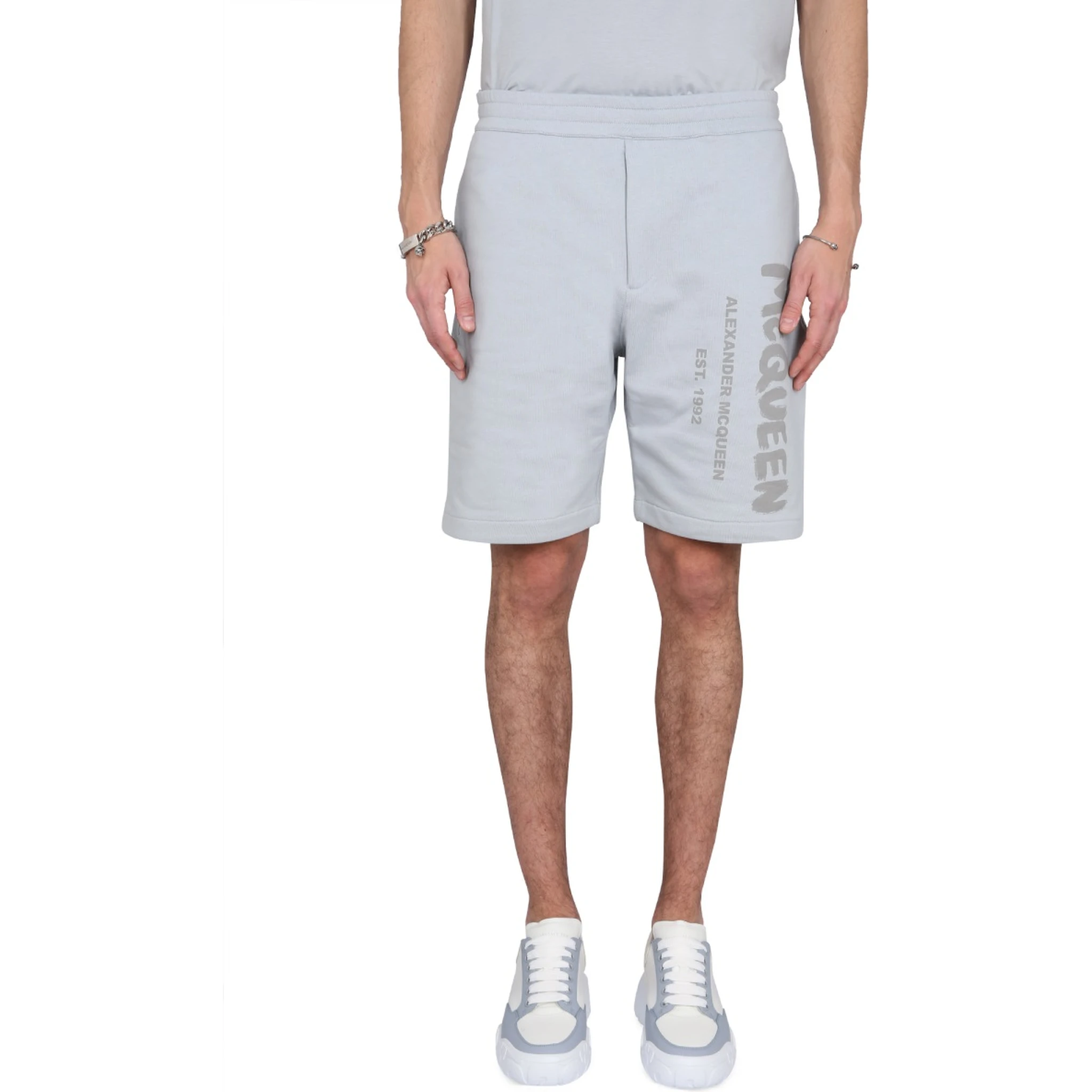 BERMUDA SHORTS WITH GRAFFITI LOGO PRINT
