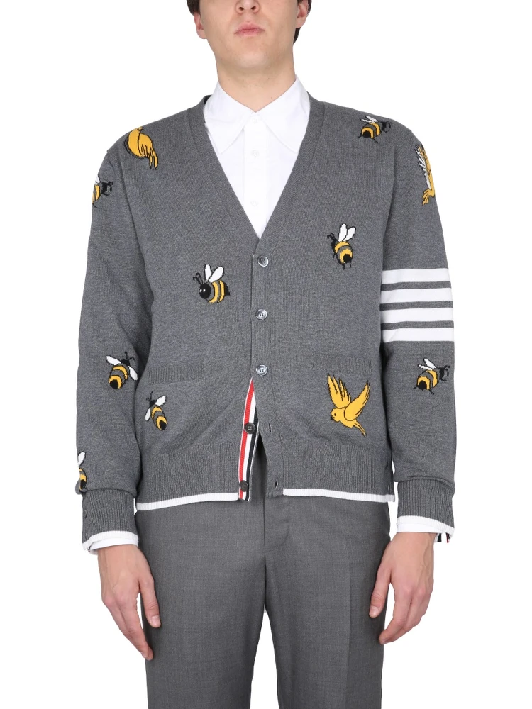 CARDIGAN WITH BIRDS AND BEES INLAYS