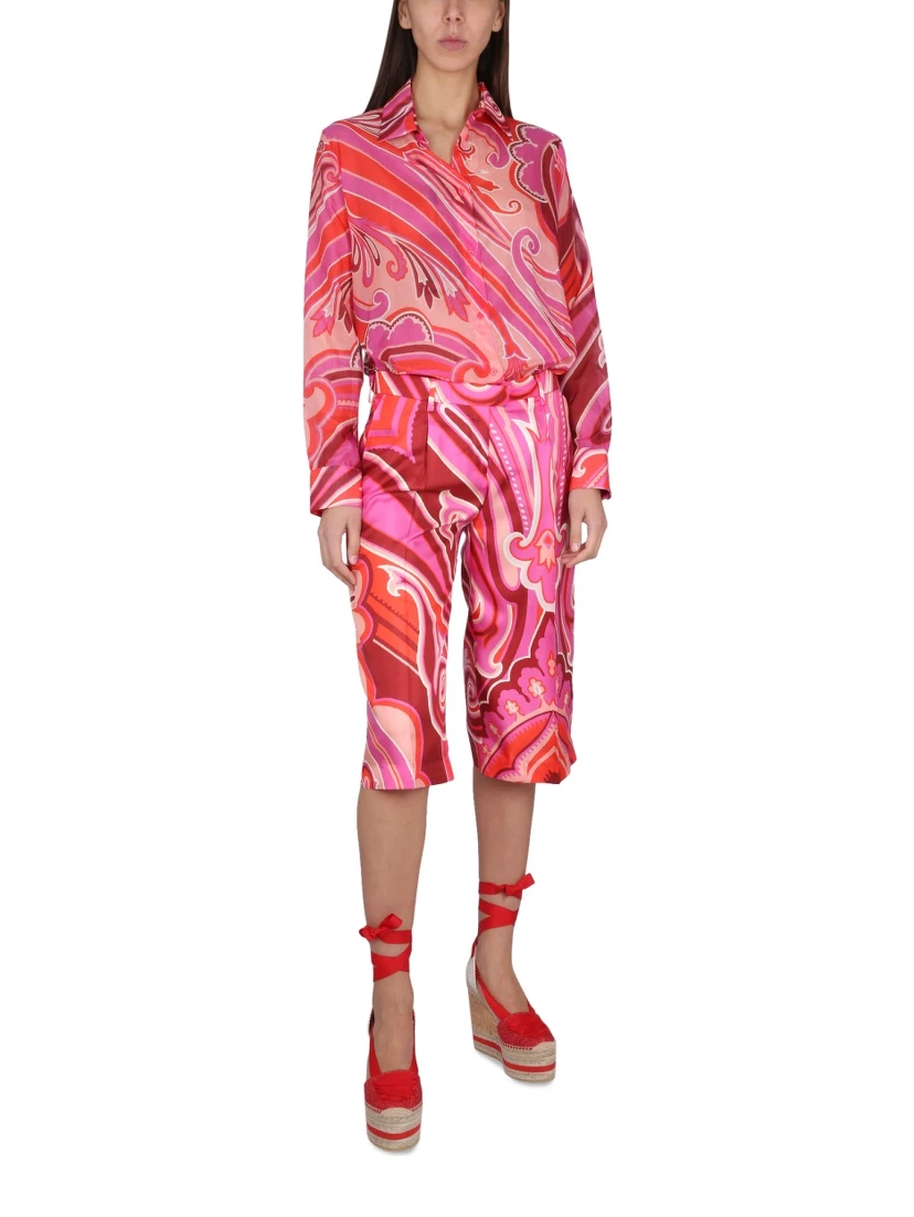 SILK AND COTTON BERMUDA SHORTS
