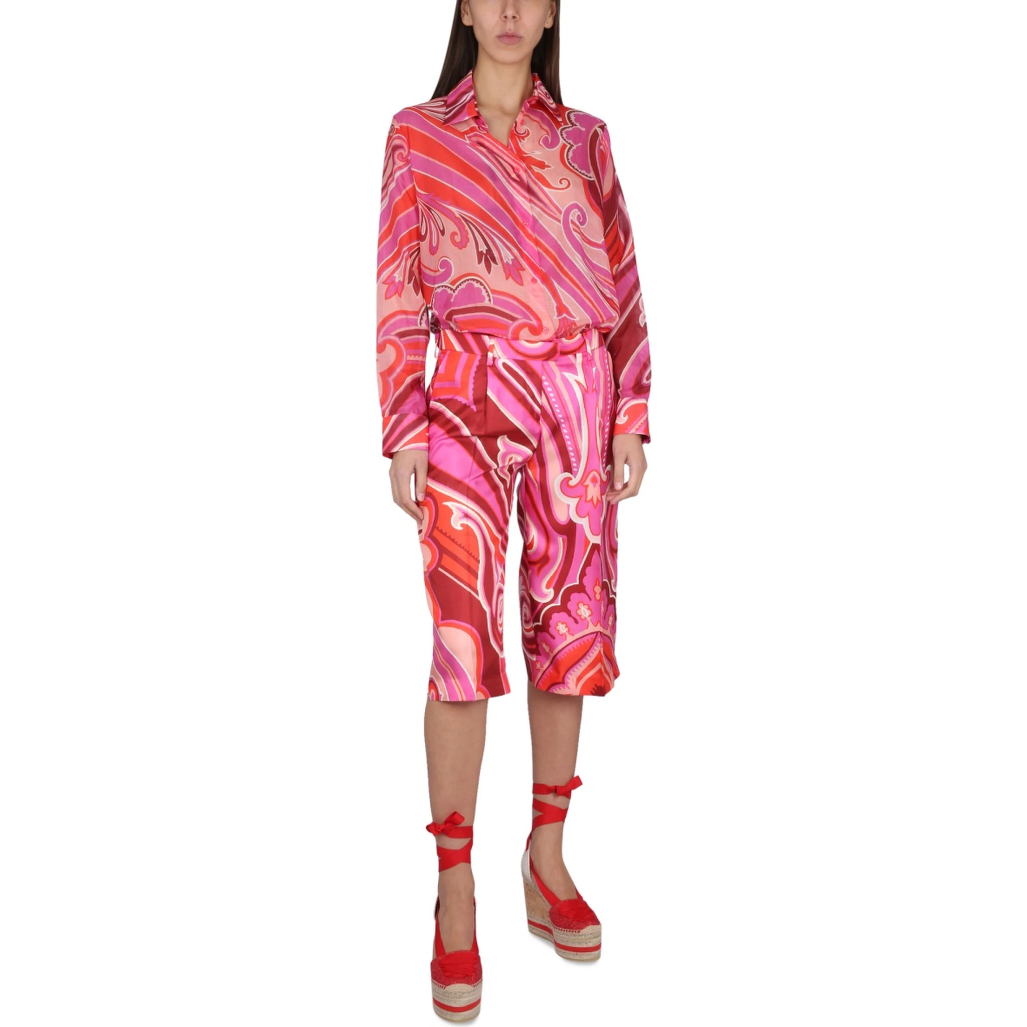SILK AND COTTON BERMUDA SHORTS
