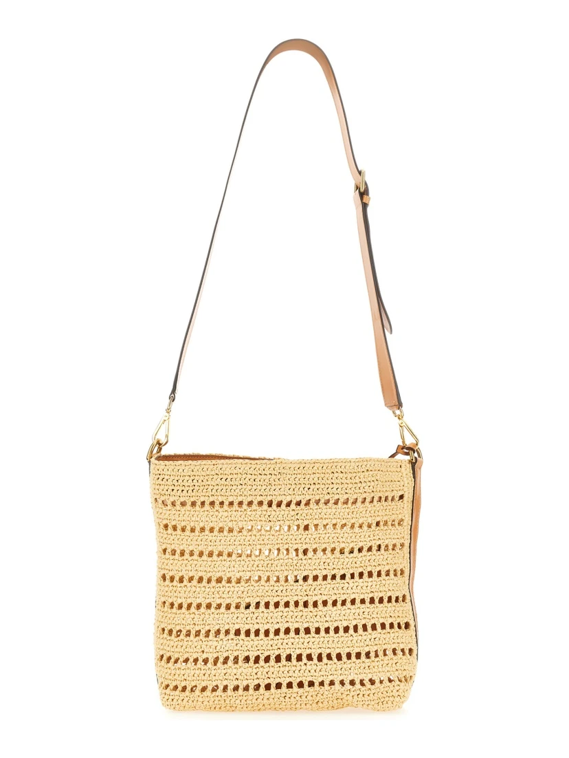 PERFORATED RAFFIA SHOULDER BAG