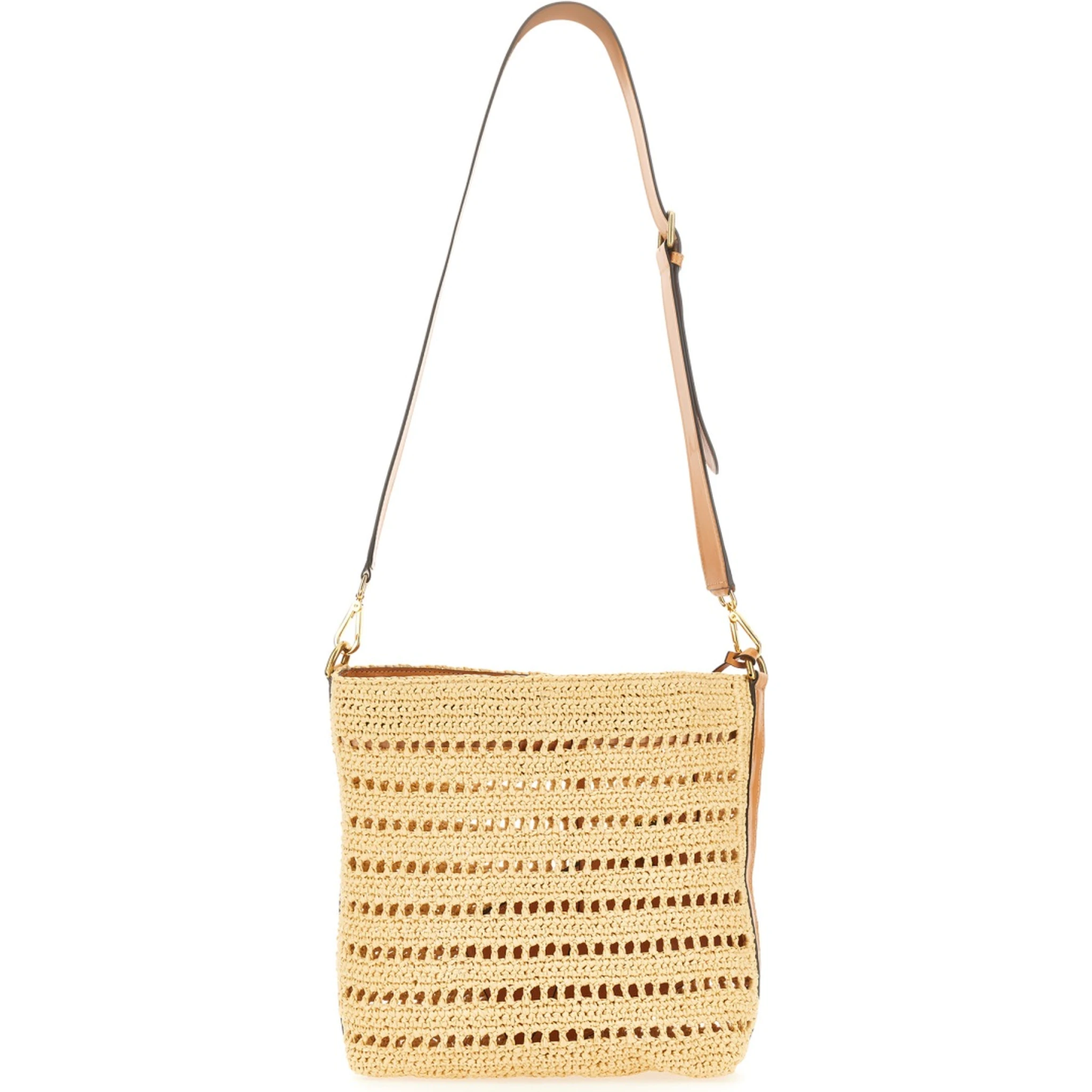 PERFORATED RAFFIA SHOULDER BAG