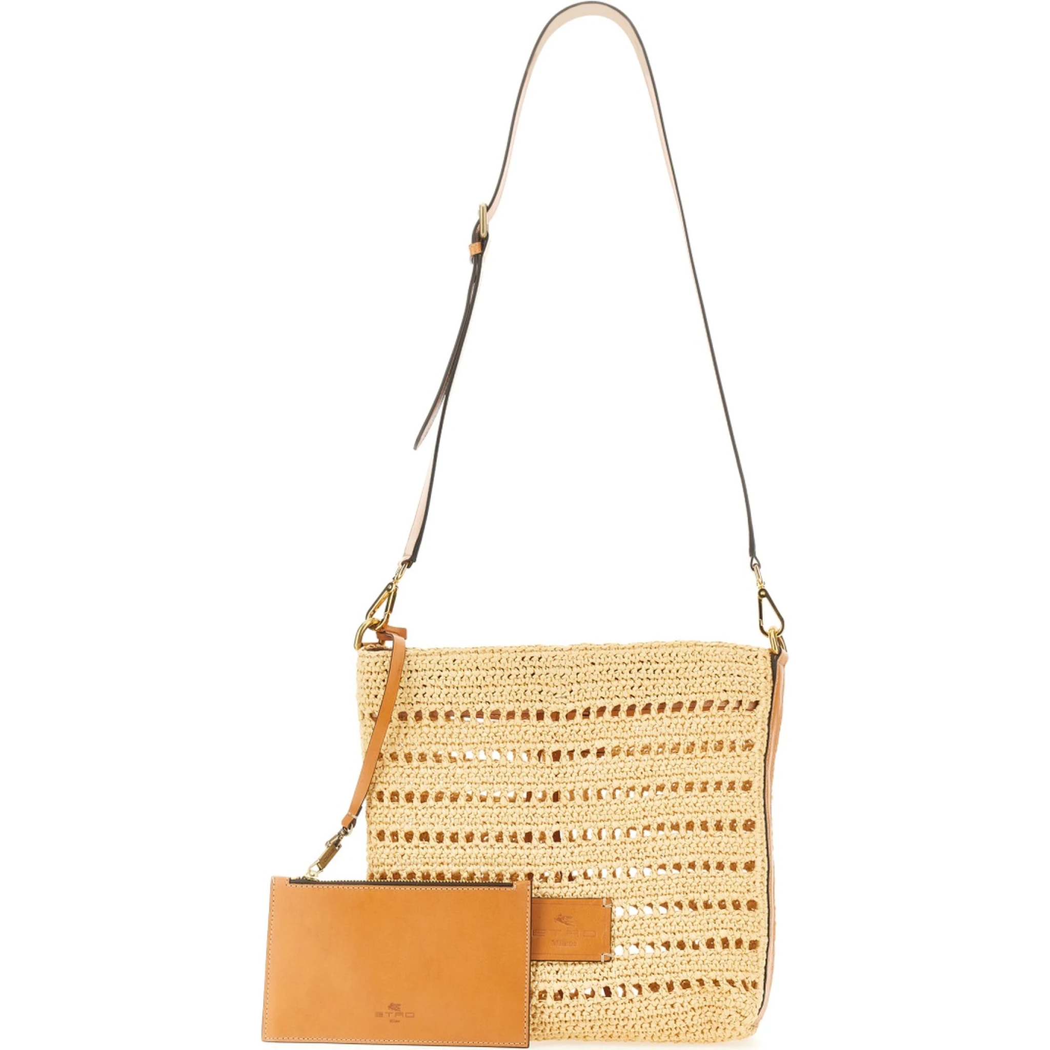 PERFORATED RAFFIA SHOULDER BAG