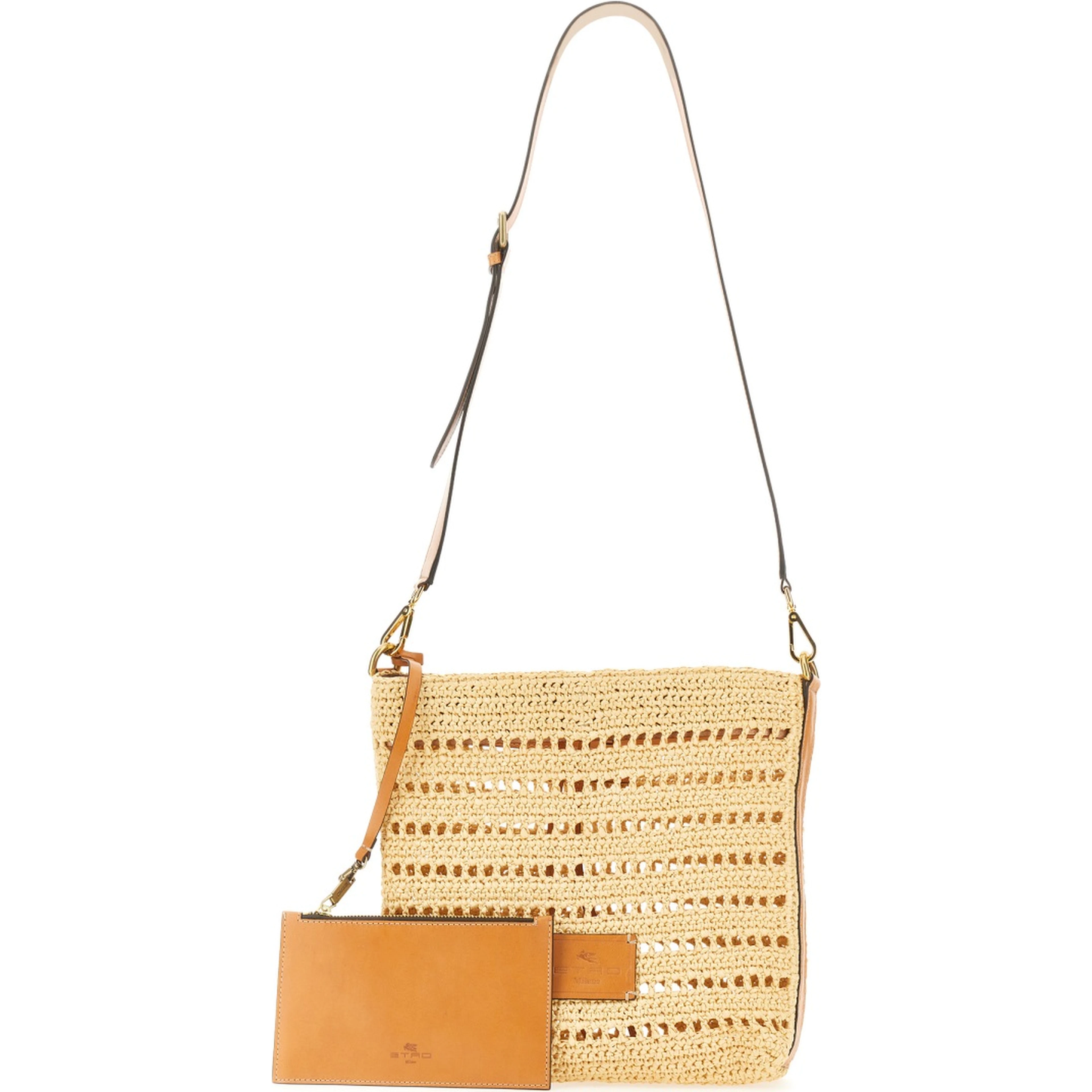 PERFORATED RAFFIA SHOULDER BAG