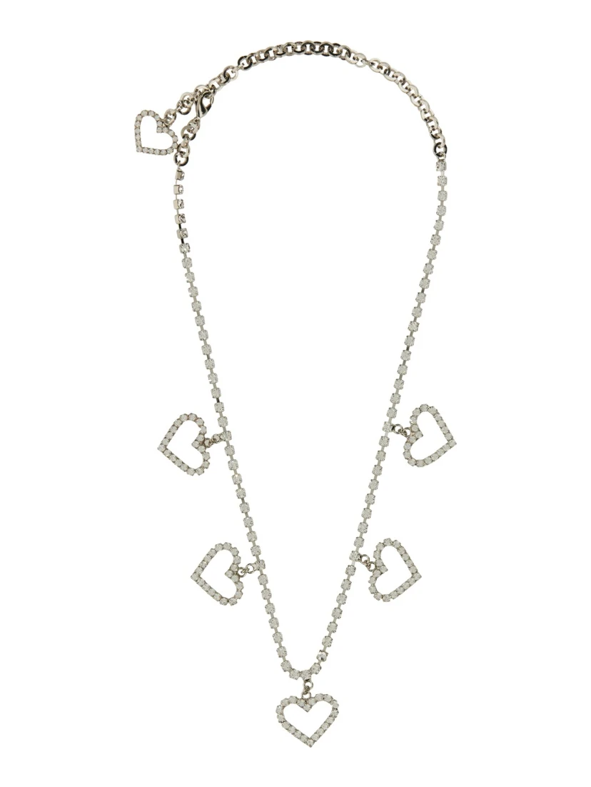 CRYSTAL NECKLACE WITH HEART PENDANTS