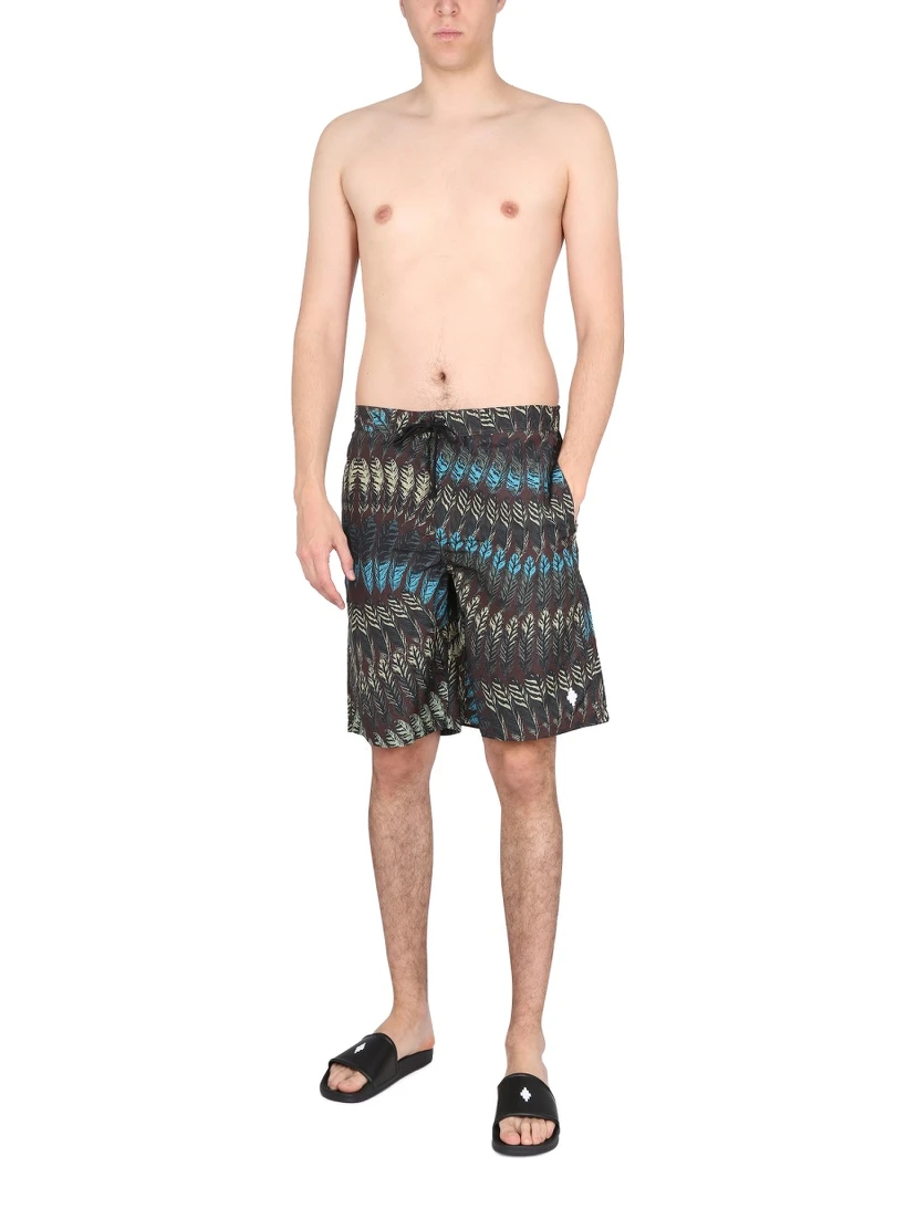 LOGO PRINT BOXER SWIMSUIT